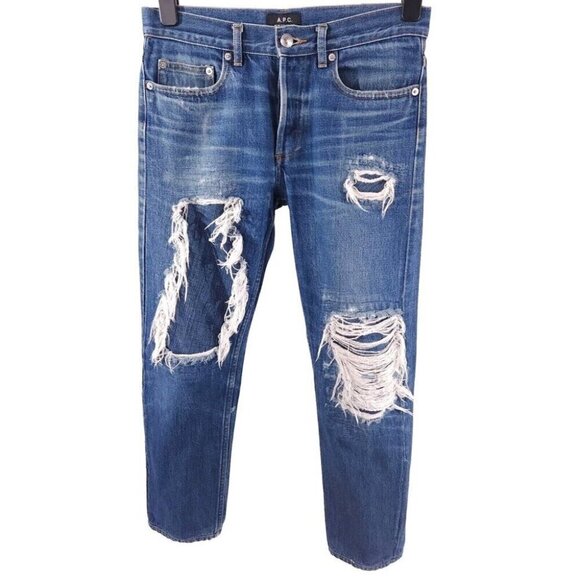 A.P.C. New Standard Japanese Slim Leg Denim Jeans 29 Mens Distressed - Picture 1 of 9